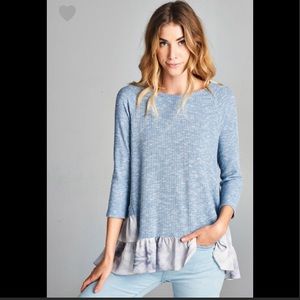 Two tone rib knit top